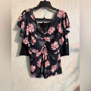 Lienridy 2 piece Swimsuit With Tummy Control And Flutter Sleeves, Shorts Sz 2X